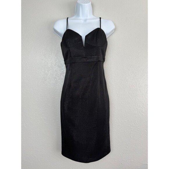 Revolve Bardot black Alexandra metallic mini dress prom formal 6 - Picture 2 of 12